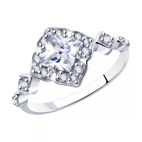 Кольцо из серебра с фианитами