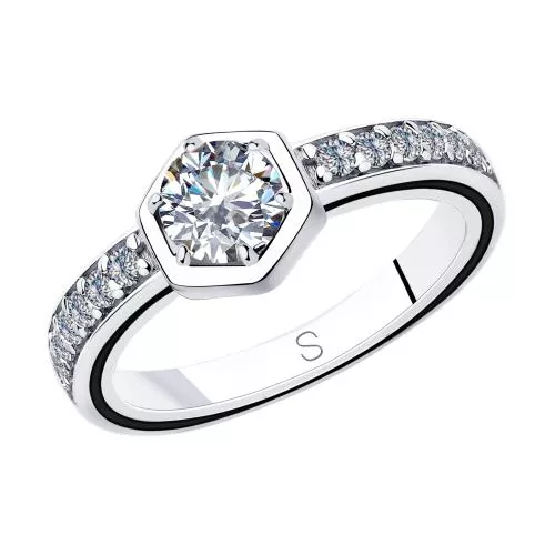 Кольцо из серебра с эмалью и фианитами