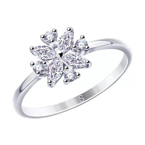 Кольцо из серебра с фианитами