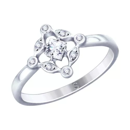 Кольцо из серебра с фианитами