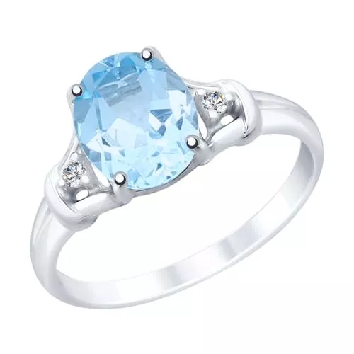 Кольцо из серебра с топазом и фианитами