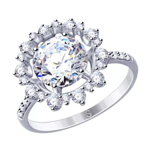 Кольцо из серебра с фианитами