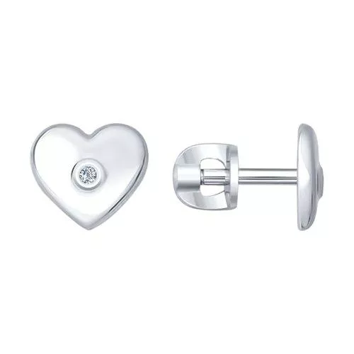 Серьги-пусеты из серебра с бриллиантами