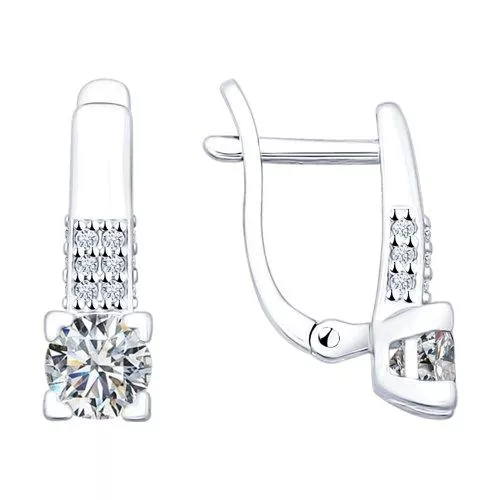 Серьги из серебра с фианитами