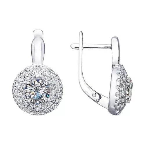 Серьги из серебра с фианитами