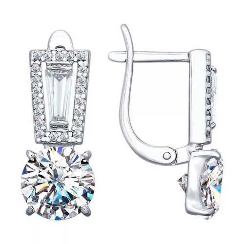 Серьги из серебра с фианитами
