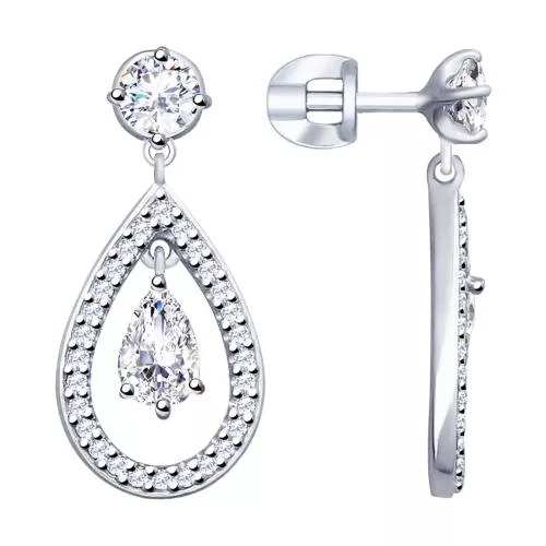 Серьги из серебра с фианитами