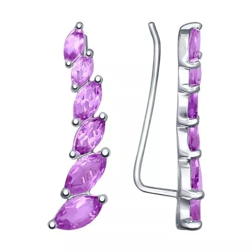 Серьги-зажимы с аметистами