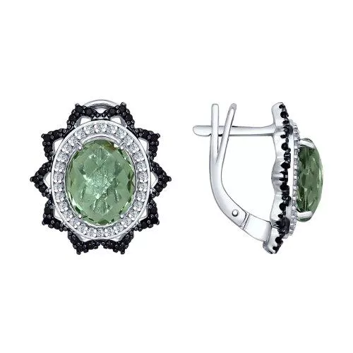 Серьги из серебра с миксом камней