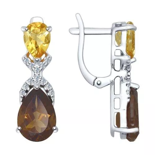 Серьги из серебра с миксом камней