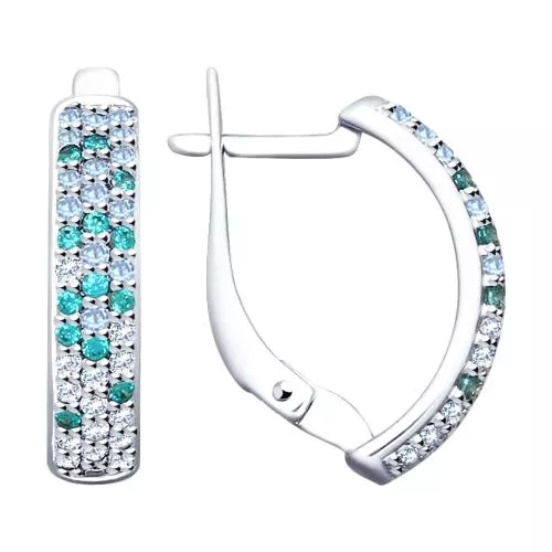 Серьги из серебра с фианитами