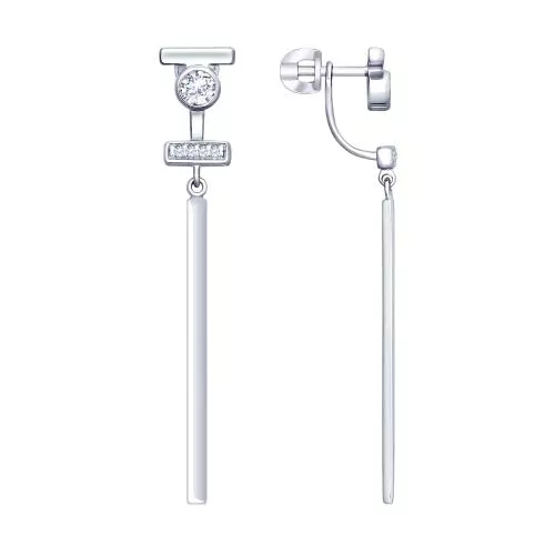 Серьги из серебра с фианитами