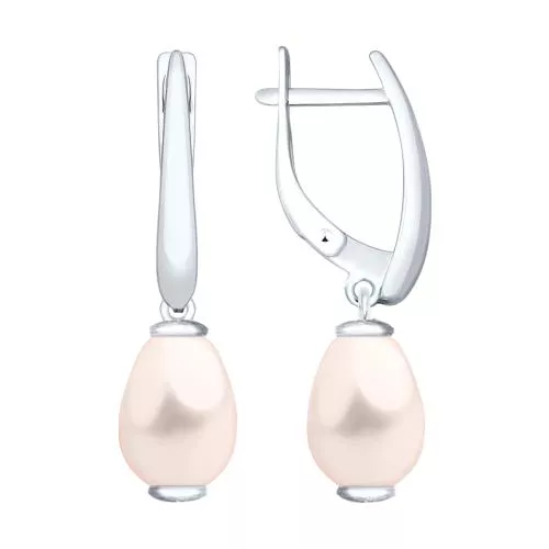 Серьги из серебра с розовыми жемчугом Swarovski