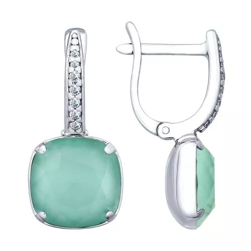 Серьги из серебра с кристаллами Swarovski и фианитами