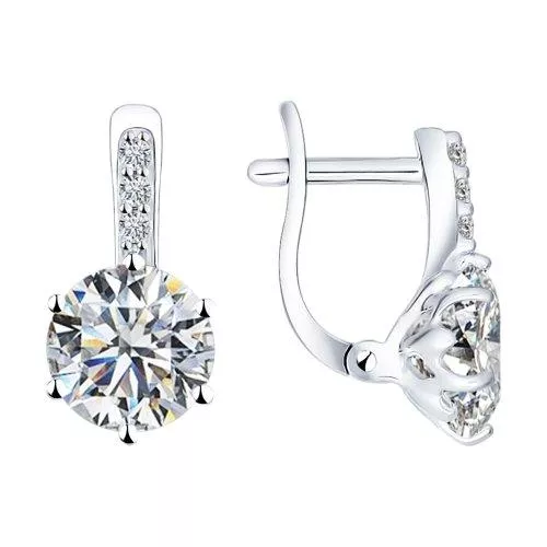 Серьги из серебра с фианитами