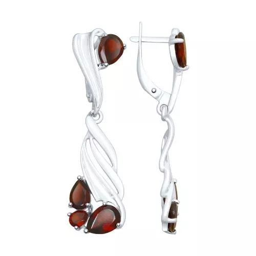 Серьги из серебра с гранатами