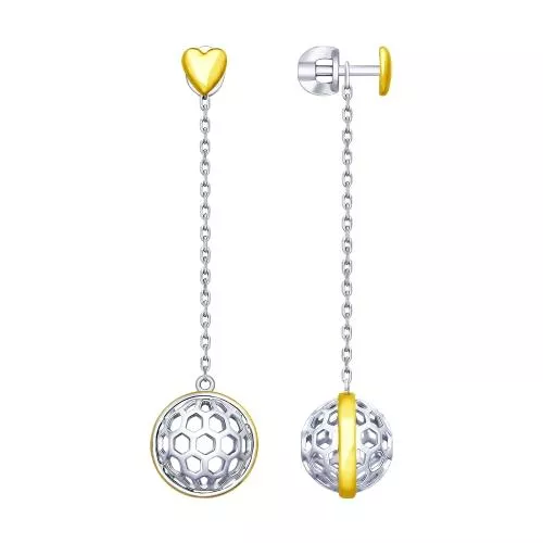 Серьги из серебра с золочением