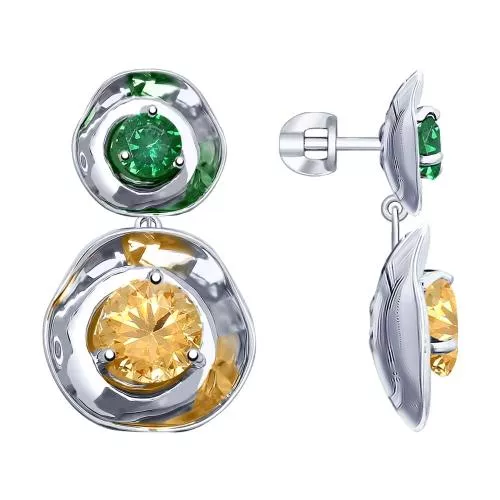 Серьги из серебра с фианитами