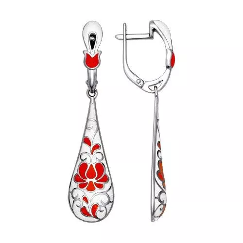 Серебряные длинные серьги с узорами