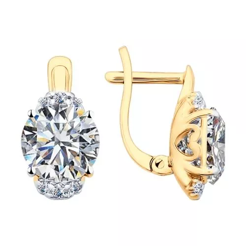 Серьги из золочёного серебра со Swarovski Zirconia