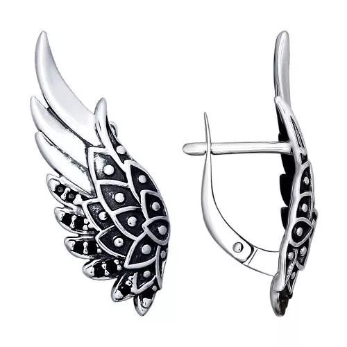 Серьги «Крылья» из серебра