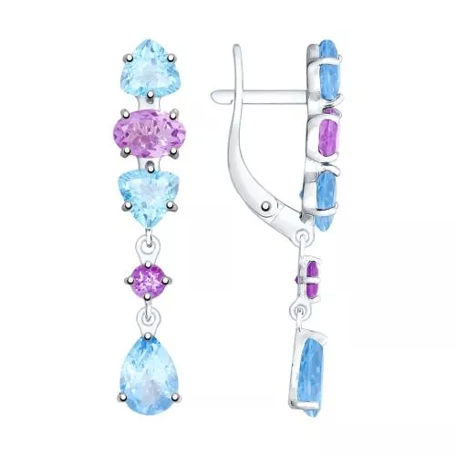 Серьги из серебра с полудрагоценными вставками