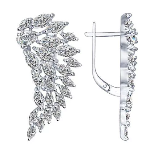 Серьги из серебра с фианитами