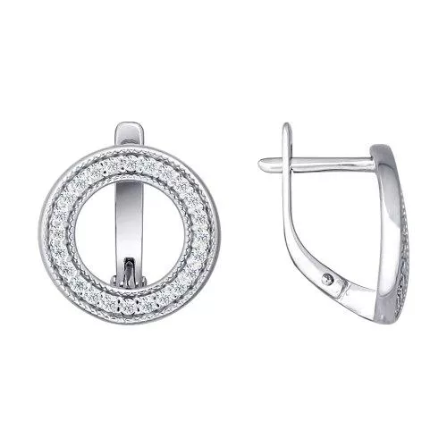 Серьги из серебра с фианитами