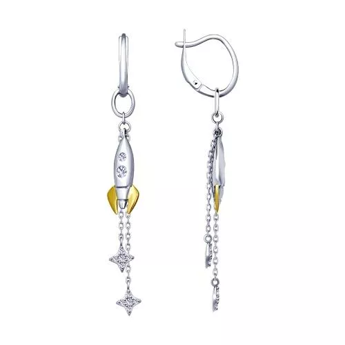 Серьги из золочёного серебра с фианитами