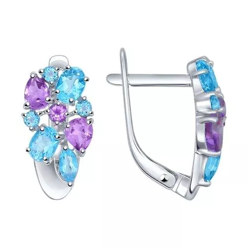 Серьги из серебра с полудрагоценными вставками