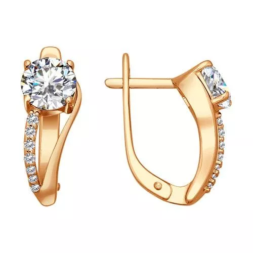 Серьги из золочёного серебра с фианитами