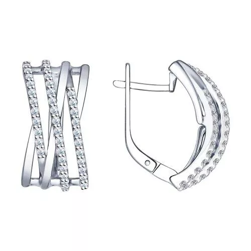 Серьги из серебра с фианитами