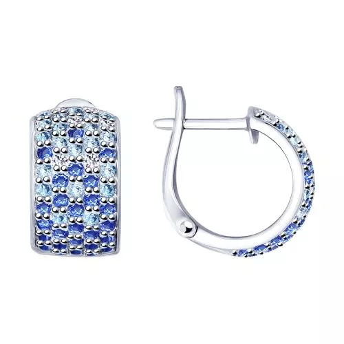 Серьги из серебра с фианитами