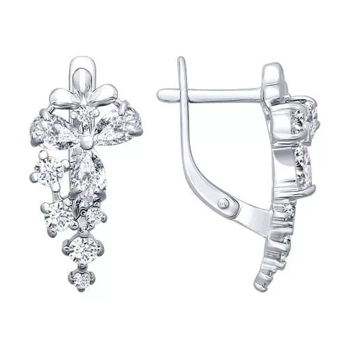 Серьги из серебра с фианитами