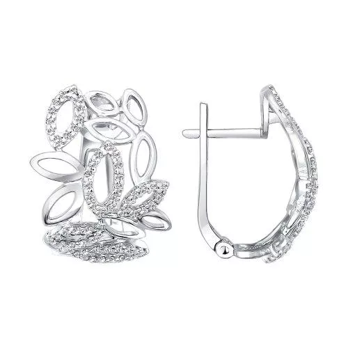 Серьги из серебра с фианитами