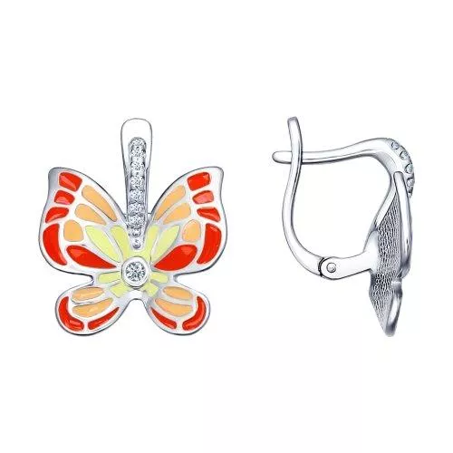 Серьги с яркими бабочками
