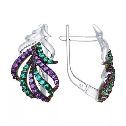 Серьги из серебра с фианитами