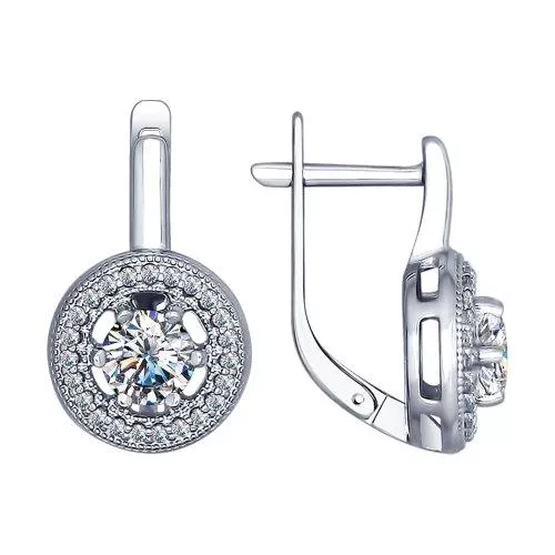 Серьги из серебра с фианитами