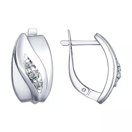 Серьги из серебра с фианитами