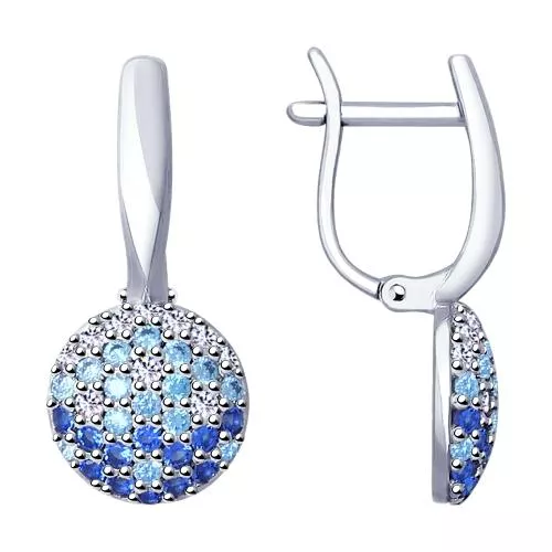 Серьги из серебра с фианитами