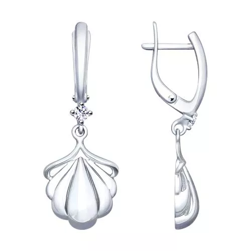 Серьги из серебра с фианитами