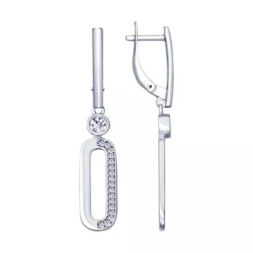 Серьги из серебра с фианитами