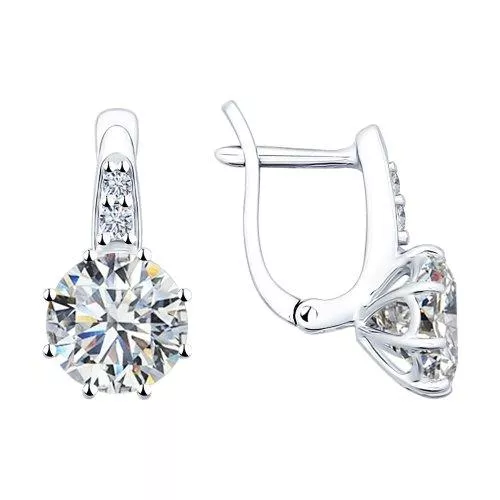 Серьги из серебра с фианитами