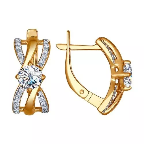 Серьги из золочёного серебра с фианитами