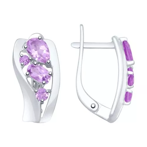 Серьги из серебра с аметистами