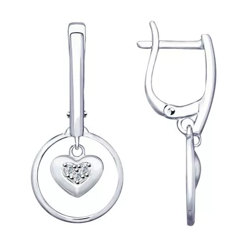 Серьги из серебра с фианитами