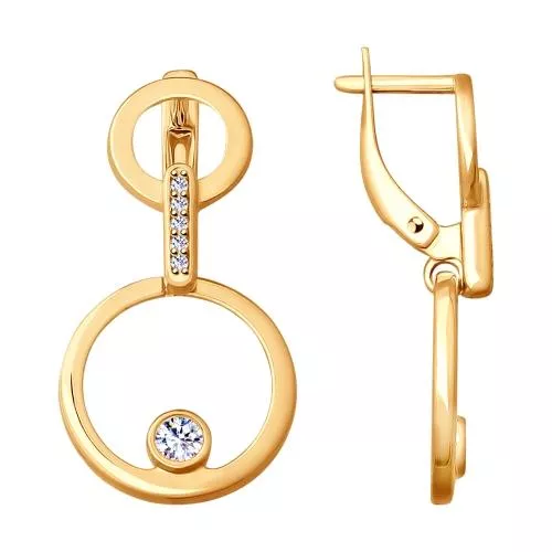 Серьги из золочёного серебра с фианитами