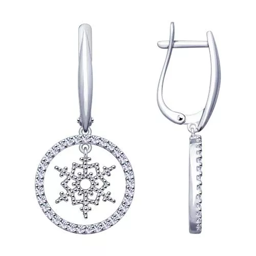 Серьги из серебра с фианитами