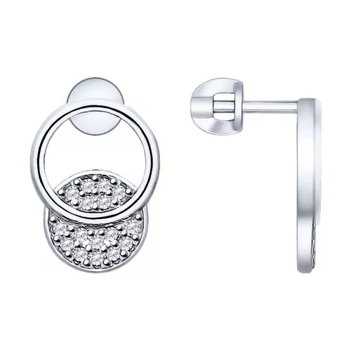 Серьги из серебра с фианитами