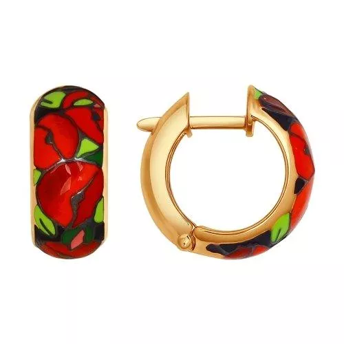 Серьги из золочёного серебра с эмалью